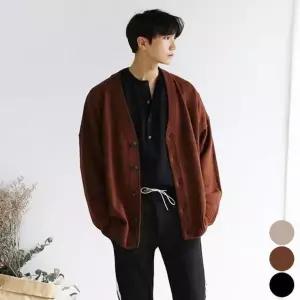 버튼 간절기 캐주얼 루즈핏 V넥 아우터 남성 가디건