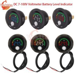 DC 7-100V 미니 디지털 전압계 방수 라운드 배터리 레벨 표시기 측정기 테스터 모니터 패널 자동차 오토바