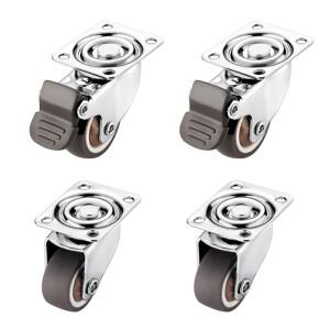 4pcs 1 1.25 2 인치 가구 캐스터 부드러운 고무 범용 휠 회전 롤러 플랫폼 트롤리 액세서리