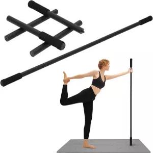 P 폴레르덴 요가 스틱 5피트 운동용 모빌리티 미끄럼 방지 끝부분이 있는 스트레칭 필라테스용 다월 바용