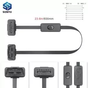 60cm obd 2 커넥터 소켓 자동차 연장 케이블 16pin 남성 여성 odb2 진단 도구 자동 스캐너