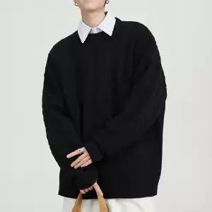 남성 3컬러 두툼 꽈배기 라운드넥 스웨터 IS-TS77