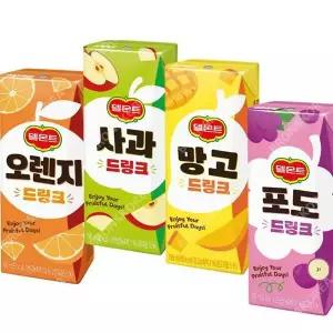 롯데 델몬트 드링크 190ml 오렌지 망고 포도 사과 각 8팩