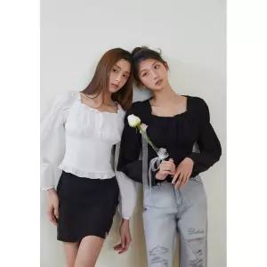 스퀘어넥러플볼륨긴팔블라우스/ES2OBL52BPBP 842269