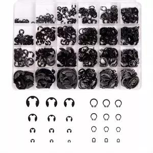 Mariyandh 324개 E-클립 어셈블리 세트 2.0mm-12mm 및 외부 고정 링 스냅 키트 C 탄소강 24가지 사이즈