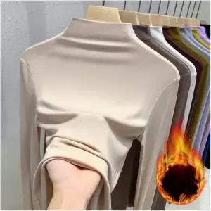기본티 반목티 신축성 데일리 이너웨어 모크넥 여성 반폴라 폴라티