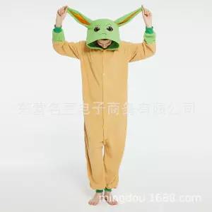 동물잠옷 요다 요정 동물 캐릭터 올인원 잠옷 플리스 긴팔 커플 홈웨어 심쿵돌직구