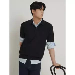 빈폴 26SS 빈폴솔솔니트 코튼실크 칼라넥 니트 - 블랙BC6251C215