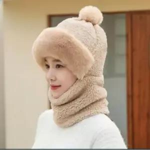오너클랜 밍크 털 넥워머 가방 모자 세트 후드 머플러 겨울모자 밍크털넥워머 후드넥워머