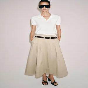 ZARA 쇼트 슬리브 니트 폴로셔츠 - 화이트 2142/519/250