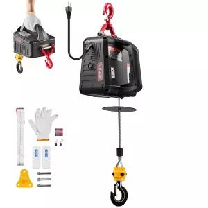 VEVOR 2-in-1 전기 호이스트 윈치 1100파운드 용량 1500W 휴대용 파워 크레인 25피트 팅 높이 분당