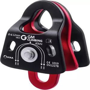 GM 클라이밍 40kN 마이크로 더블 풀리 프루식 마인딩 볼 베어링 UIAA CE 인증 프로그레스 캡처 시스템 리깅