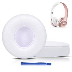 DAMEX 업데이트된 두꺼운 SOLO WIRELESS 2/3 교체용 이어패드 BEATS 무선 헤드폰용 (화이트) 이어패드