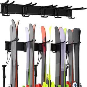 Zilini 4 세트 스키 월 랙 마운트 정리함 차고 보관 시스템 가정 창고용 홀더 20쌍 최대 300파운드까지