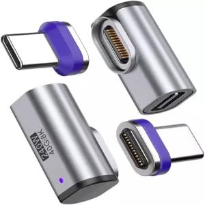 240W USB C 마그네틱 어댑터 직각 2팩 to USBC 40Gbps 8K 60Hz 썬더볼트 3/4용 타입 커넥터 90도 Ma-Book