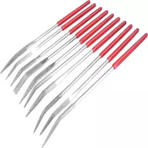 야카모즈 10PCS 곡면 미니 다이아몬드 바늘 파일 세트 구부러진 작은 금속 리플러 유리 나무 돌 보석용