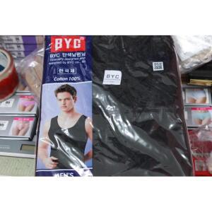  5 매 단색 BYC 남자 단색남런닝 블랙 순면 나시 갱수네 난닝구 95 -110 호  검정  비와이씨 민소매 