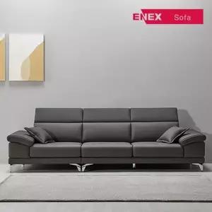 [ENEX]에넥스 도노 슈렁큰 천연면피 통가죽 4인 소파