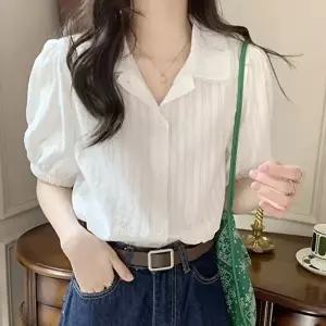 여자셔츠 러블리한 여성 데일리 예쁜 카라 반팔 블라우스 셔츠