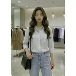 [롯데백화점]SOUP 스트라이프 카라 칠부소매 블라우스 SC4LS8Z