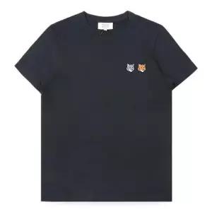 메종키츠네 MUST IT_ 여성 더블 폭스 헤드 패치 반팔 챠콜) OW011CFKJ7026 P190
