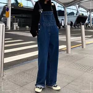통바지 와이드핏 진청 여자 점프수트 청멜빵바지 데님 KWA0AE40