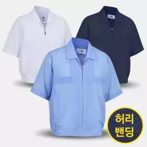 [아즈바이]남성 여름 무지 밴딩 반팔 점퍼 GMSDMJ 중년 장년