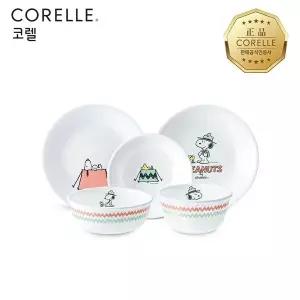 [코렐] 스누피캠핑 한국형 1인 5P 원형 찬기홈세트