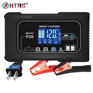 HTRC 20A/15A 자동차 용 완전 배터리 충전기 납산 리튬 LiFePO4 12V/24V LCD 스마트 펄스 수리