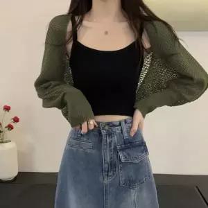 [하프클럽/셀럽하우스]여성 그물 니트볼레로 가디건 데일리 카디건 봄볼레로