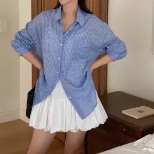 [옷자락]여자 데일리 루즈핏 면 스판 체크 긴팔 셔츠