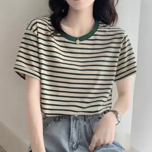 친절한탄씨 스트라이프 루즈핏 라운드넥 반팔티 데일리 크롭티 나시티 레이어드티 슬림핏티셔츠