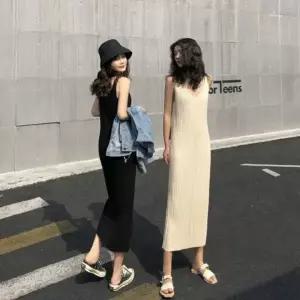 데일리스커트 롱 스커트 롱스커트 사선 볼륨 브이넥 원피스 스프링치마