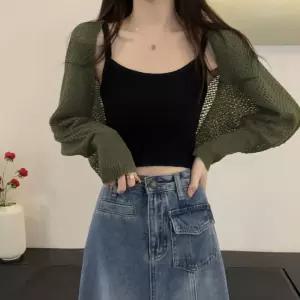 그물 여성 니트볼레로 봄볼레로 카디건 가디건 데일리 니트 카디건 봄 볼레로 가디건