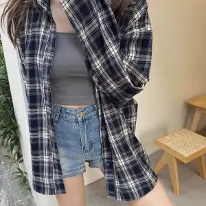 오버핏 가을 체크셔츠 남방 LM-0695 봄셔츠 자켓 여성