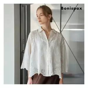 [보니스팍스]플라워 패턴 레이스 긴팔 셔츠 (XQ1BA008L0)