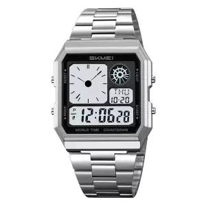 [하프클럽/셀럽하우스]디지털 전자 월드 타임 정장 남성 메탈 손목 시계