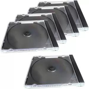 테이북 5 PCS 자동차 CD 주얼 케이스 블랙 트레이가 있는 표준 싱글 클리어 두꺼운 하드 플라스틱 DVD