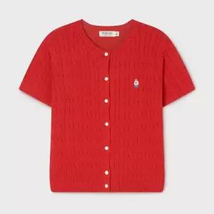 후아유 Steve R-neck Cable ShortSleeve Cardigan WHCKG2412F