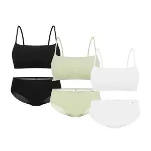 [Wonderbra ]모달 스퀘어넥 브라팬티 6종세트 화이트+그린+블랙 WBW6N040506_T
