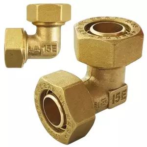코텍 황동이음쇠 양엘보 W-6861) 15A XL파이프 양방향 수도배관 엑셀부속 수도부속 배관부속