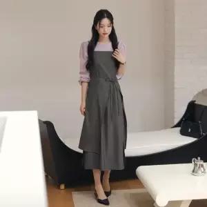 시크라인 XXL까지) 르디 레이어드 랩 슬리브리스 원피스 가을 하객룩 오피스룩 데이트룩 격식룩 빅사이즈