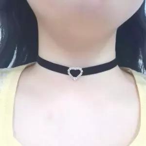 블랙 벨벳 하트 포인트 초커 목걸이 패션소품 여자목걸이 큐빅목...