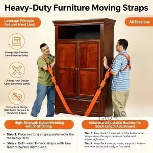 고하중 재사용 가능 리프팅 스트랩 가구 가전제품 및 대형 물품 이동을 위한 조절 노동 절약 운반 벨트