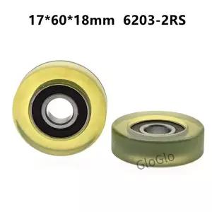 플라스틱 코팅 베어링 롤러 휠 도르래 소프트 고무 62032RS 17x60x18mm 5 개
