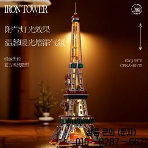 1651Pcs 파리 철 타워 빌딩  MOC 조명 유명한 건축 모델 벽돌 키트 성인 14세 이상 장난감 선물
