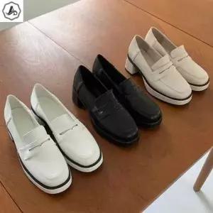 [애슬릿] 키높이 로퍼 가보시 라인 포인트 통굽 페니 힐 6cm
