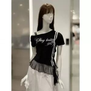 일부수량 (에고이스트)밑단 러플 언발넥 티셔츠ES2JT602 2798342