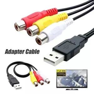 USB 지원 TV PC용 오디오 비디오 복합 케이블 VHSDVD DVR RCA USBA 수3RCA 암/수 잭 스플리터 어댑터