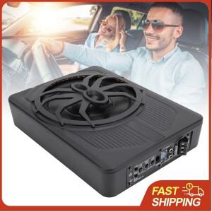 10인치 슬림형 언더시트 파워드 카 서브우퍼 800W 피크 출력 LED 무드등 알루미늄 합금 방열 및 유선 리모